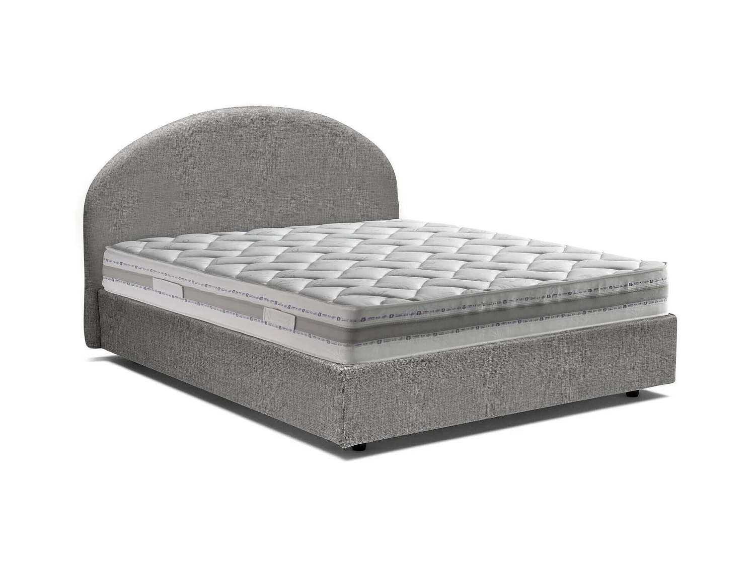Lit double Dbonett, Lit coffre avec revêtement en tissu, 100% Made in Italy, Ouverture frontale, avec matelas 160x190 cm inclus, Gris