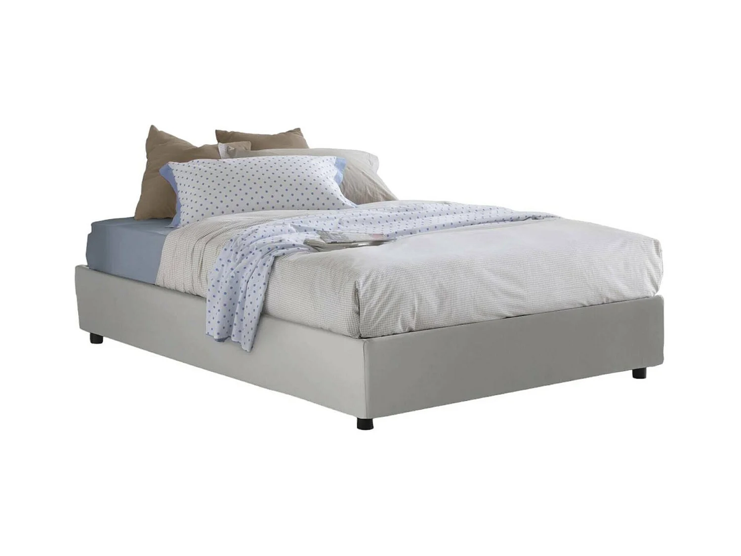 Lit double Ddel, Lit coffre avec revêtement en éco-cuir, 100% Made in Italy, Ouverture frontale, adapté pour matelas 140x190 cm, Blanc