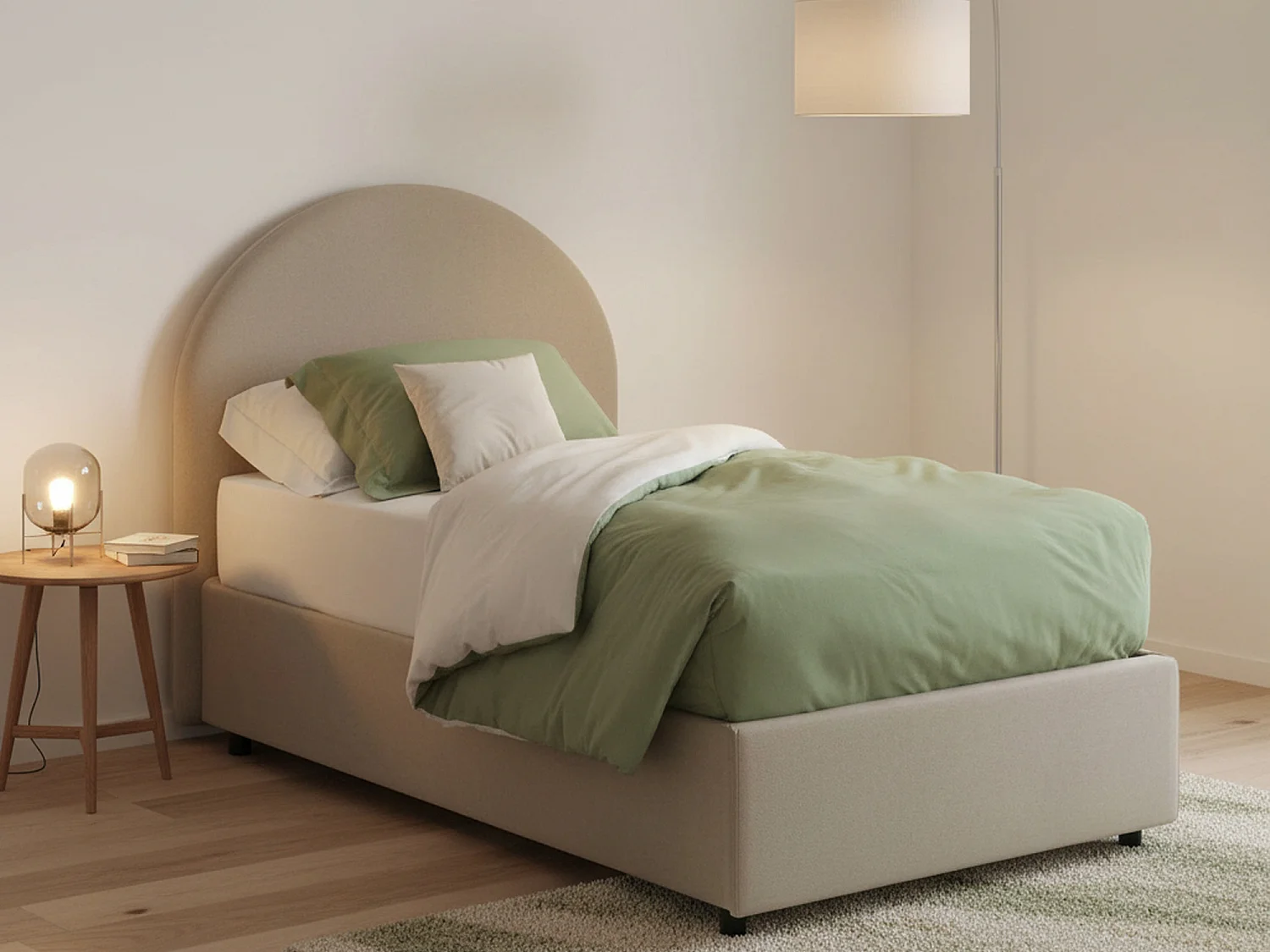 Letto Singolo Cirilla, Materasso Incluso Made in Italy, 95x205 cm Grigio Tortora