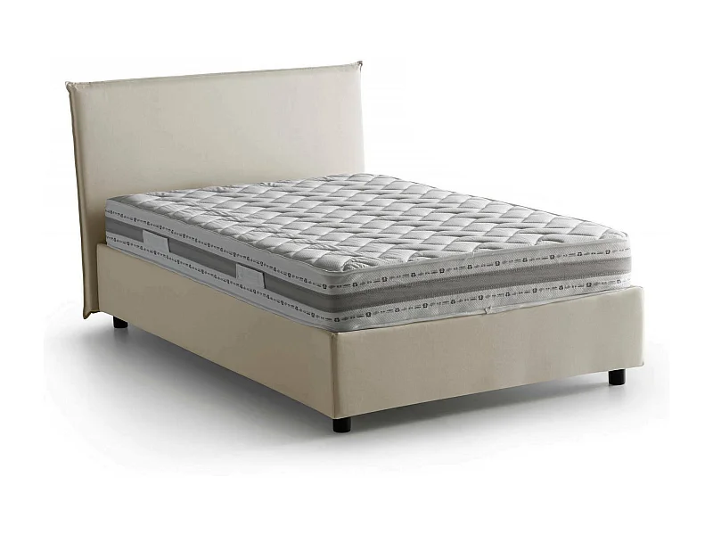 Cama de casal Dpalear, cama de arrumação com forro de tecido, 100% Made in Italy, abertura frontal, com colchão 120x200 cm incluído, Bege