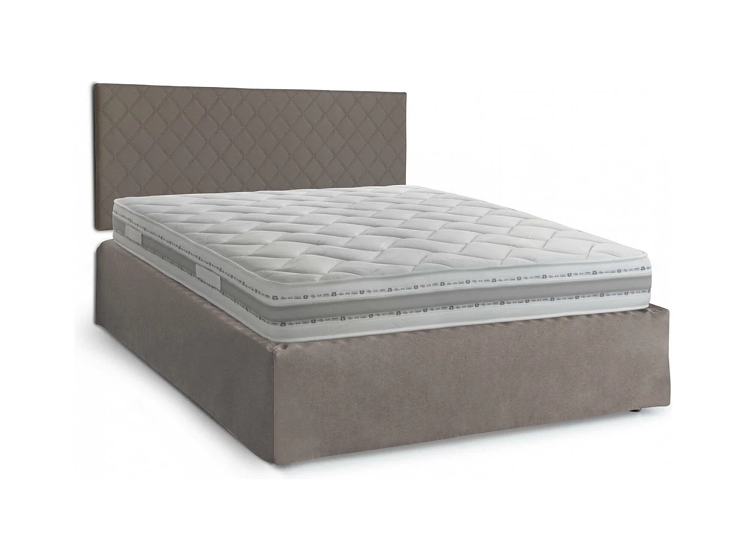 Lit double Dberish, ensemble tête de lit en éco-cuir avec sommier orthopédique et cantonnière, 100% Made in Italy, avec matelas inclus, 160x190 cm, gris tourterelle