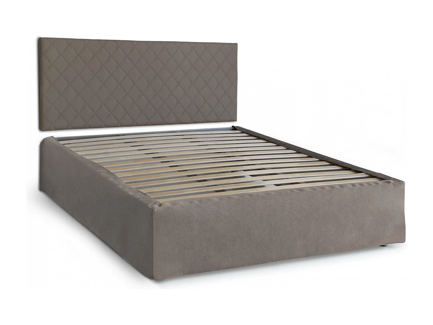 Cama de casal Dberish, conjunto de cabeceira em couro ecológico com base e saia ortopédica, 100% Fabricado na Itália, com colchão incluído, 160x190 cm, cinza pomba