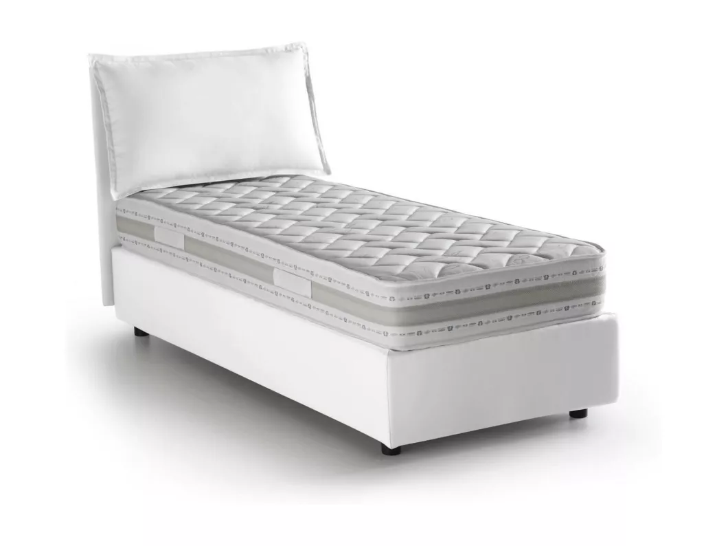 Kauf Unique Einzelbett Dloset, Containerbett mit Stoffbespannung, 100% Made in Italy, Frontöffnung, mit Matratze Cm 90x190 enthalten, Weiß