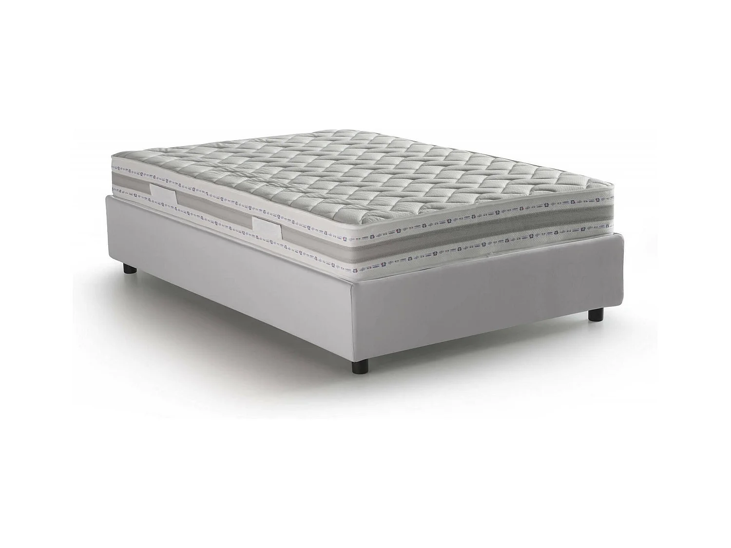 Dfalasc tweepersoonsbed, opbergbed met bekleding van eco-leer, 100% Made in Italy, zijopening, inclusief matras van 120x190 cm, Wit