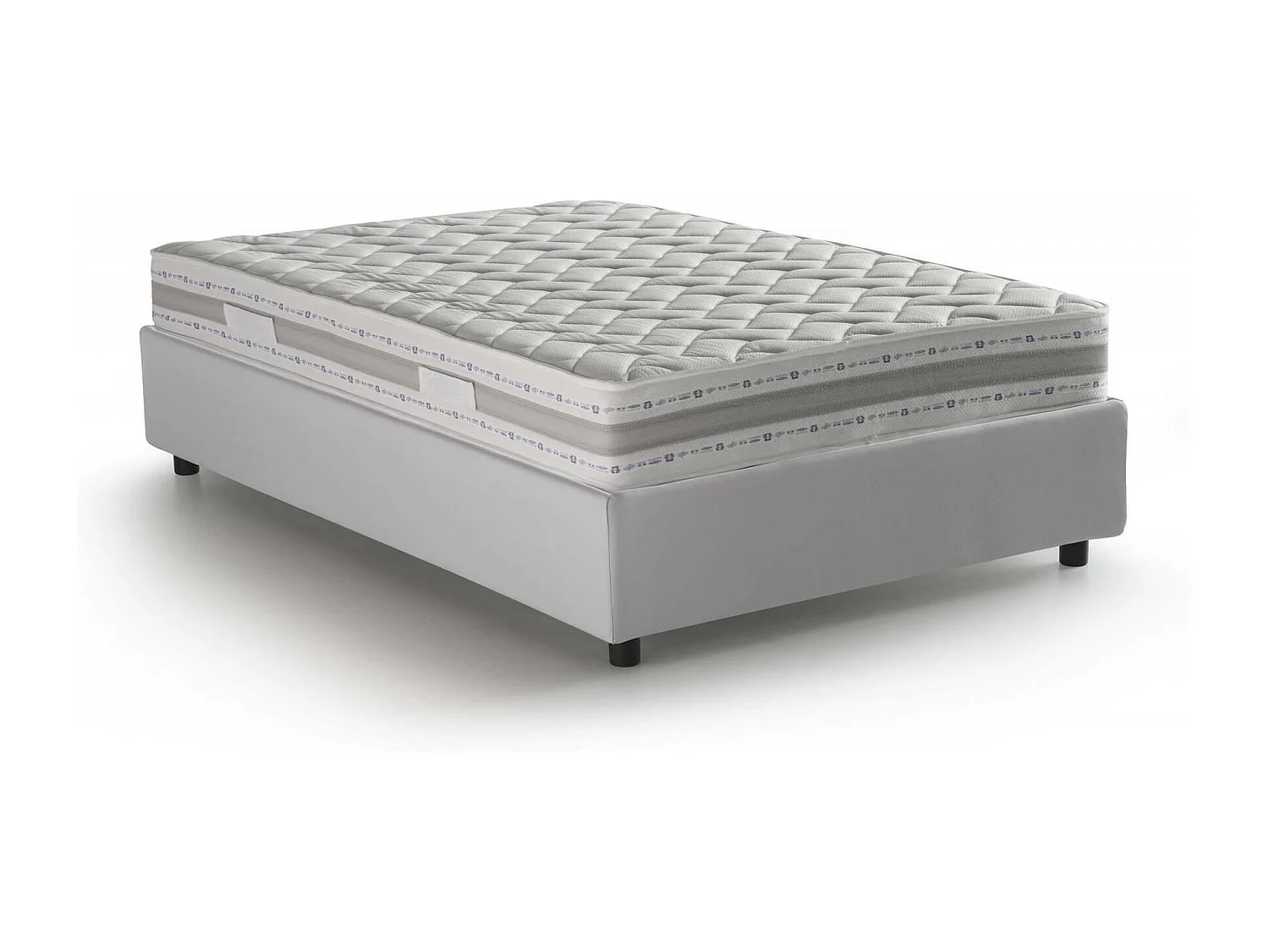 Cama de casal Dfalasc, cama de arrumação com forro de couro ecológico, 100% Fabricado na Itália, abertura lateral, com colchão 120x190 cm incluído, Branco