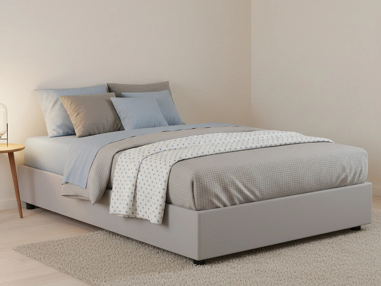 Dfalasc tweepersoonsbed, opbergbed met bekleding van eco-leer, 100% Made in Italy, zijopening, inclusief matras van 120x190 cm, Wit