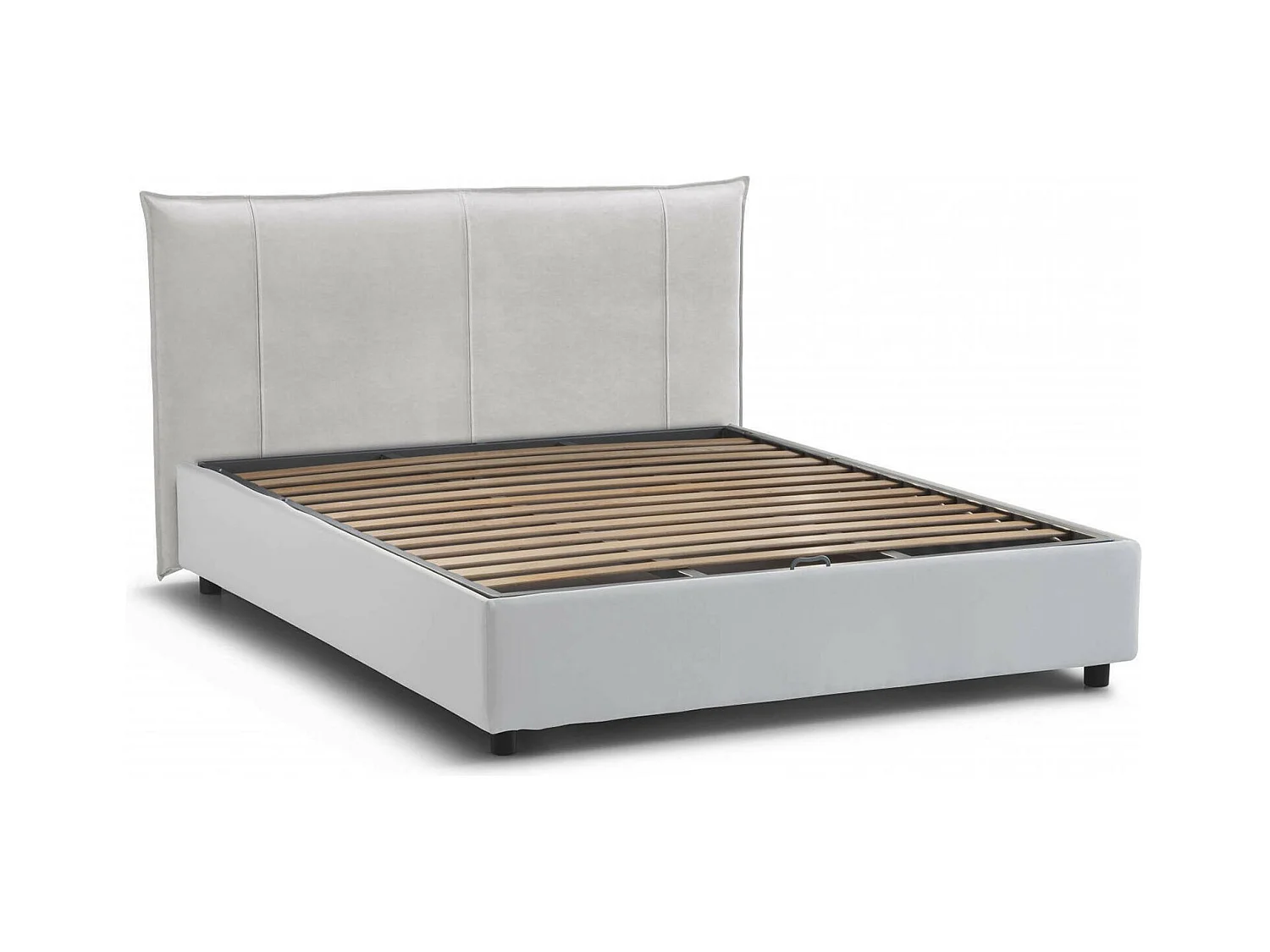 Lit double Dbadel, Lit coffre avec revêtement en tissu, 100% Made in Italy, Ouverture frontale, adapté pour matelas 160x190 cm, Blanc