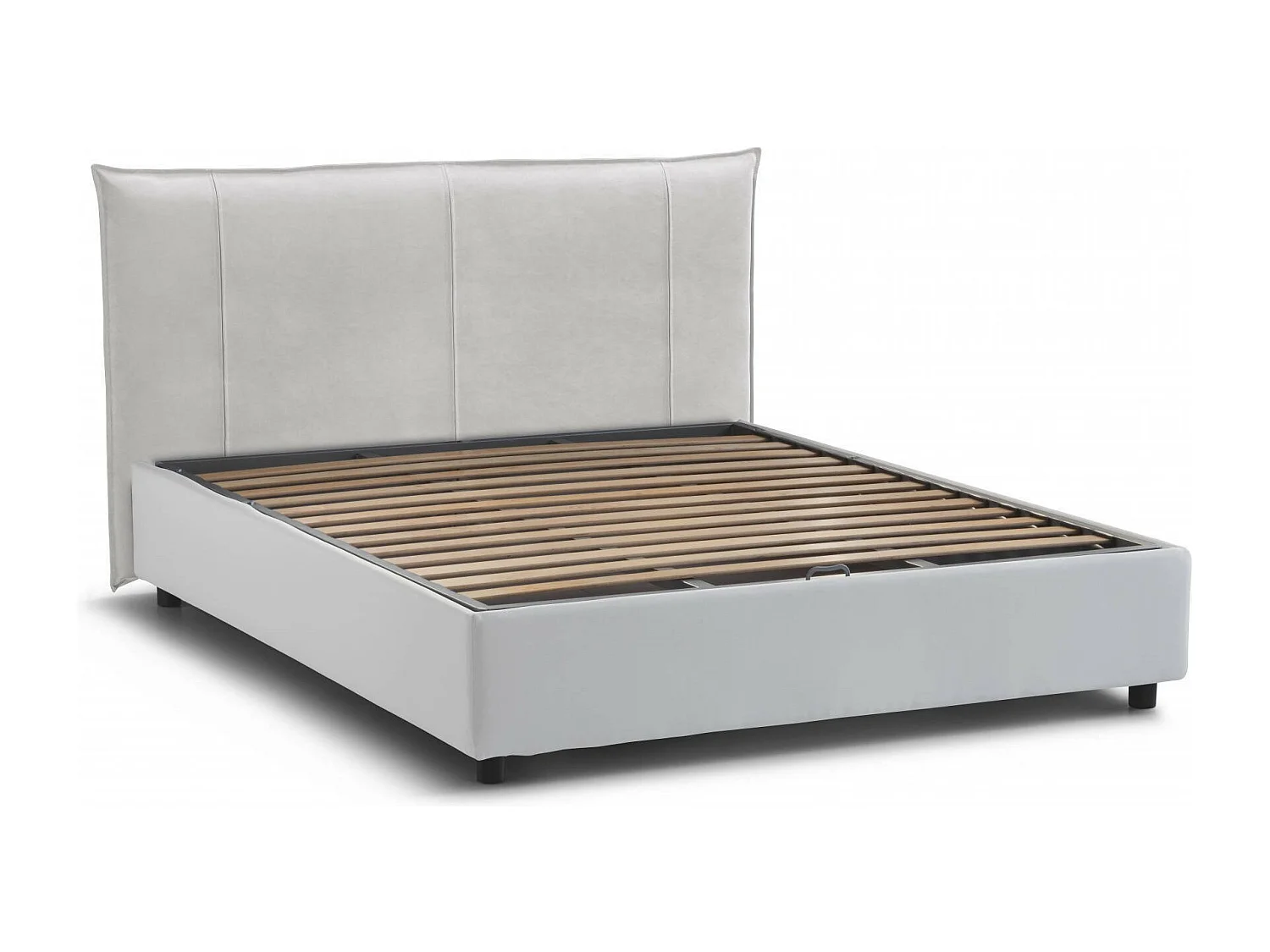 Lit double Dbadel, Lit coffre avec revêtement en tissu, 100% Made in Italy, Ouverture frontale, adapté pour matelas 160x190 cm, Blanc