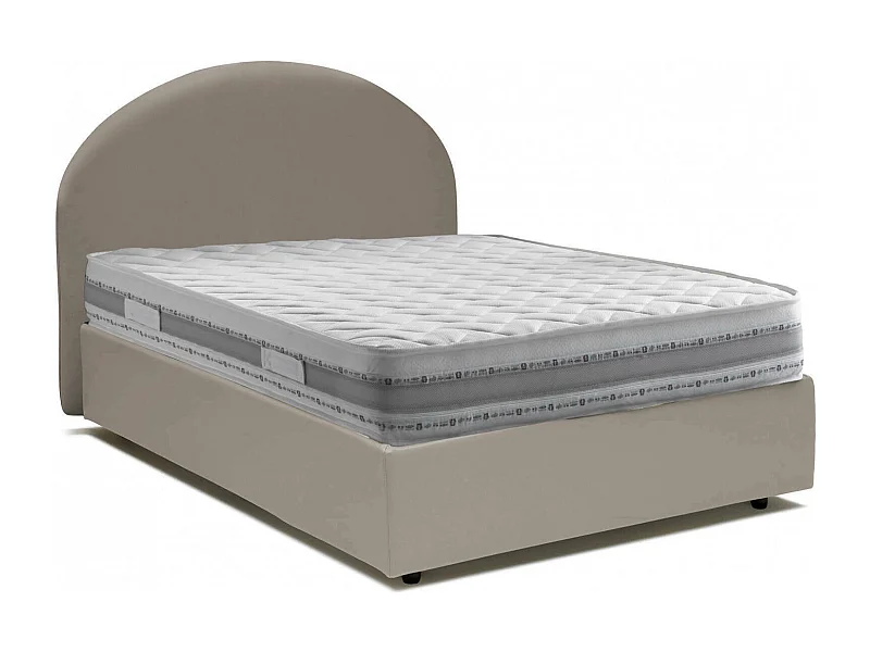 Quadratisches und halbes Bett Dbisol, Containerbett mit Kunstlederbezug, 100% Made in Italy, Frontöffnung, inklusive Matratze Cm 120x190, Turteltaube