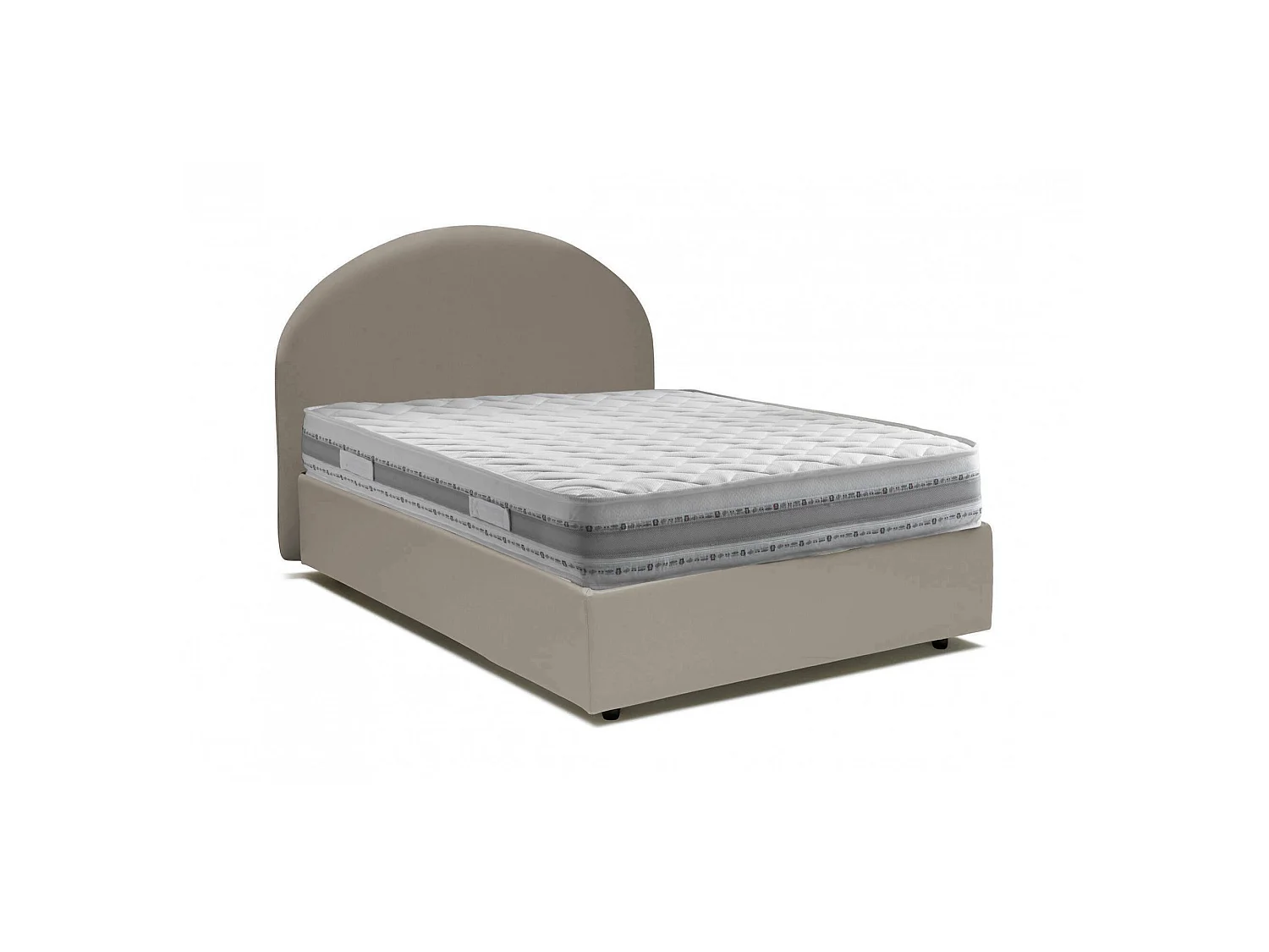 Lit double Dbisol, lit coffre avec revêtement en éco-cuir, 100% Made in Italy, ouverture frontale, avec matelas 120x190 cm inclus, gris tourterelle