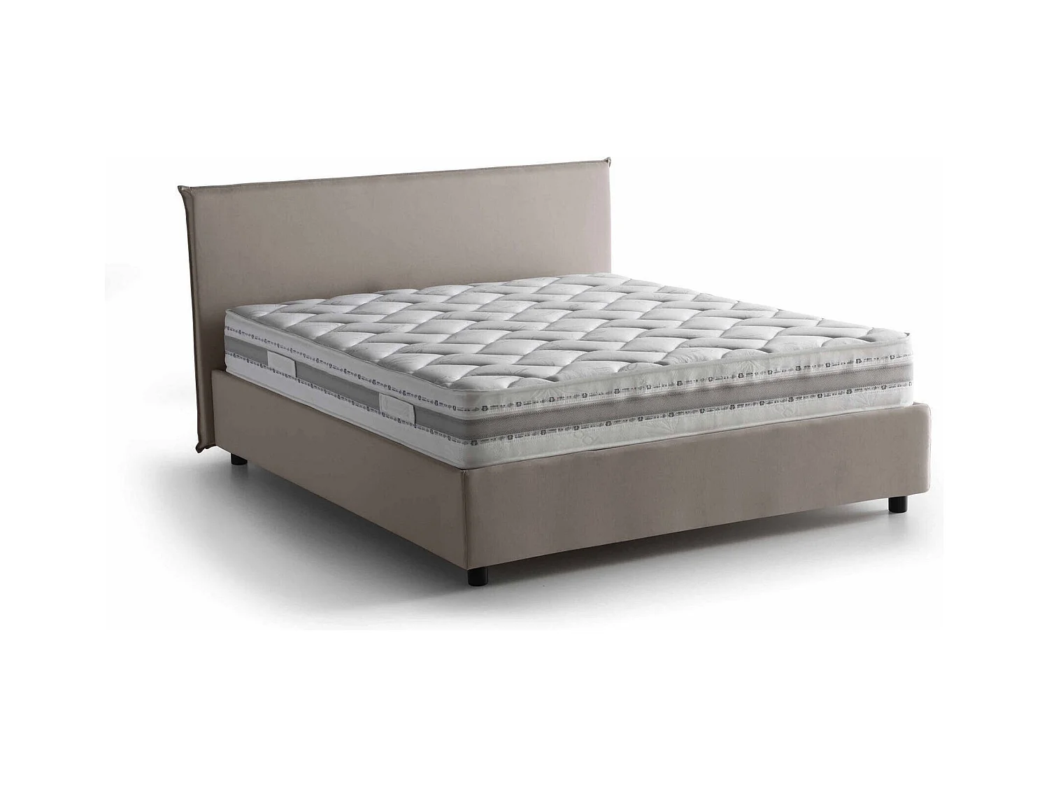 Lit double Dansald, Lit coffre avec revêtement en tissu, 100% Made in Italy, Ouverture frontale, avec matelas 160x200 cm inclus, Taupe