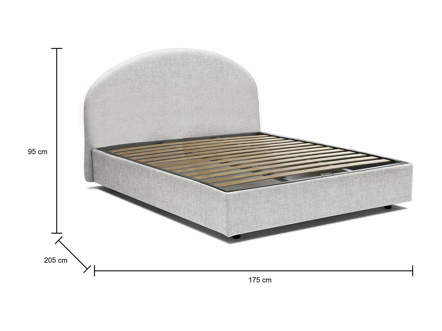 Lit double Dbonade, Lit coffre avec revêtement en tissu, 100% Made in Italy, Ouverture frontale, adapté pour matelas 160x190 cm, Blanc
