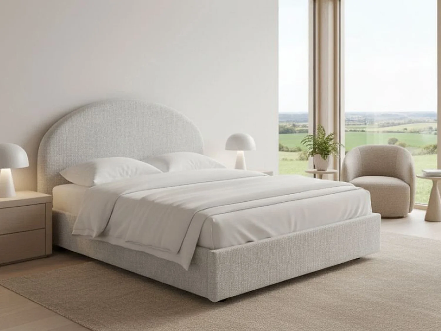 Letto Matrimoniale Archivio, Sfoderabile Made in Italy, 175x205 cm Bianco