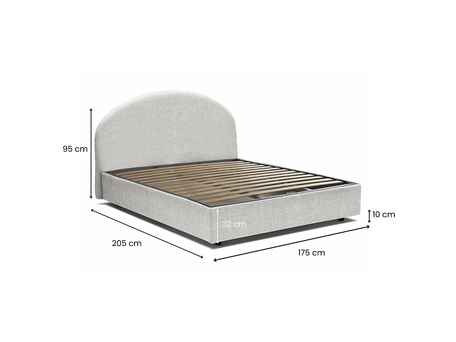 Letto Matrimoniale Archivio, Sfoderabile Made in Italy, 175x205 cm Bianco