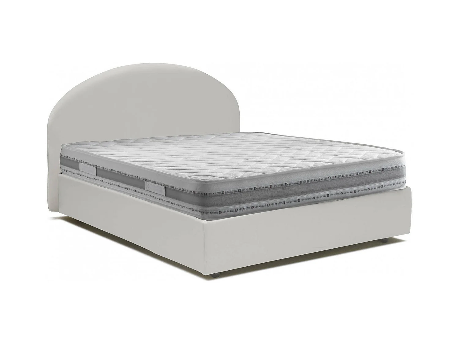 Lit double Dmende, Lit coffre avec revêtement en éco-cuir, 100% Made in Italy, Ouverture frontale, avec matelas 160x200 cm inclus, Blanc