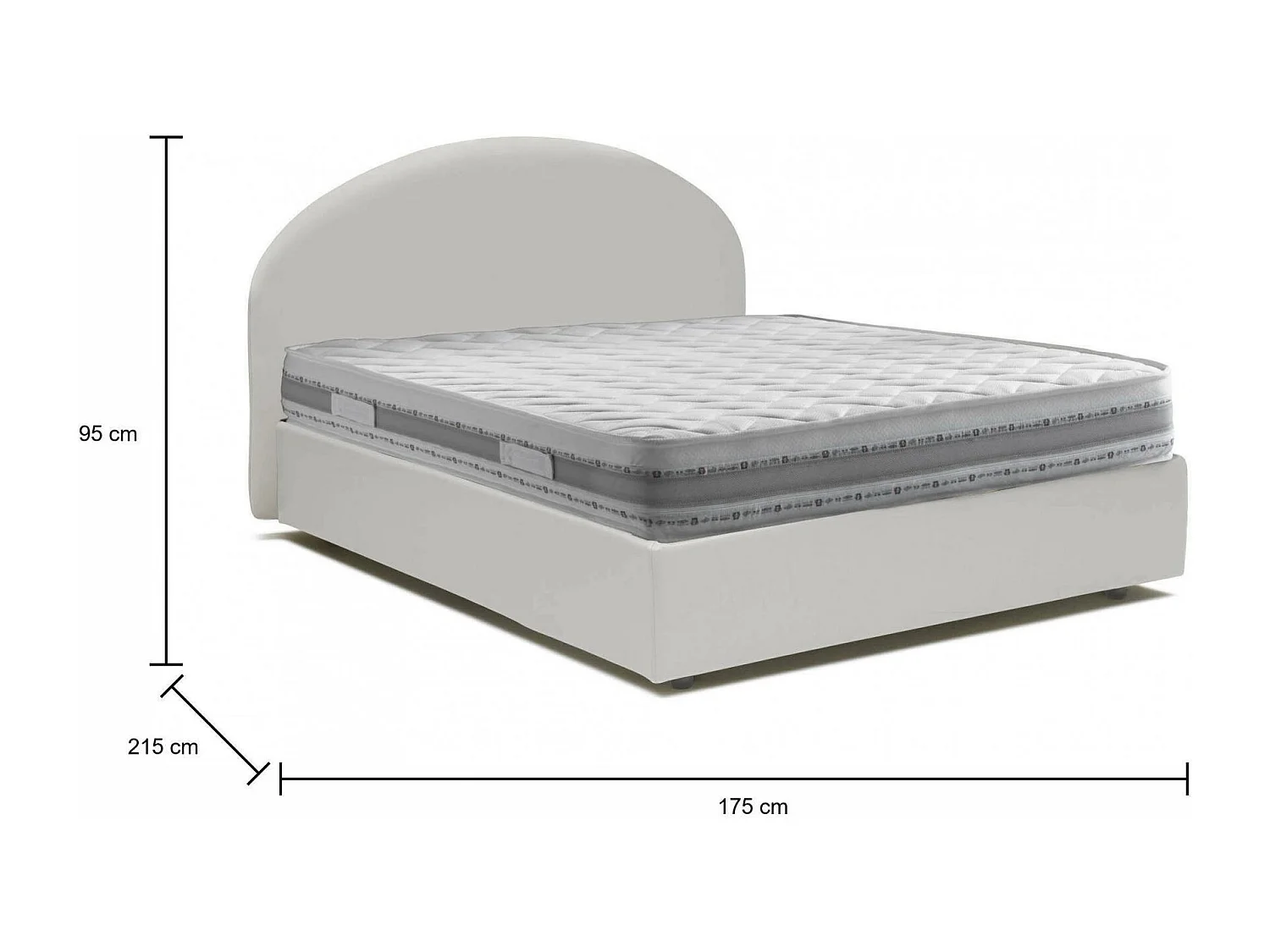 Dmende tweepersoonsbed, Opbergbed met bekleding van eco-leer, 100% Made in Italy, Opening aan de voorkant, inclusief matras van 160x200 cm, Wit