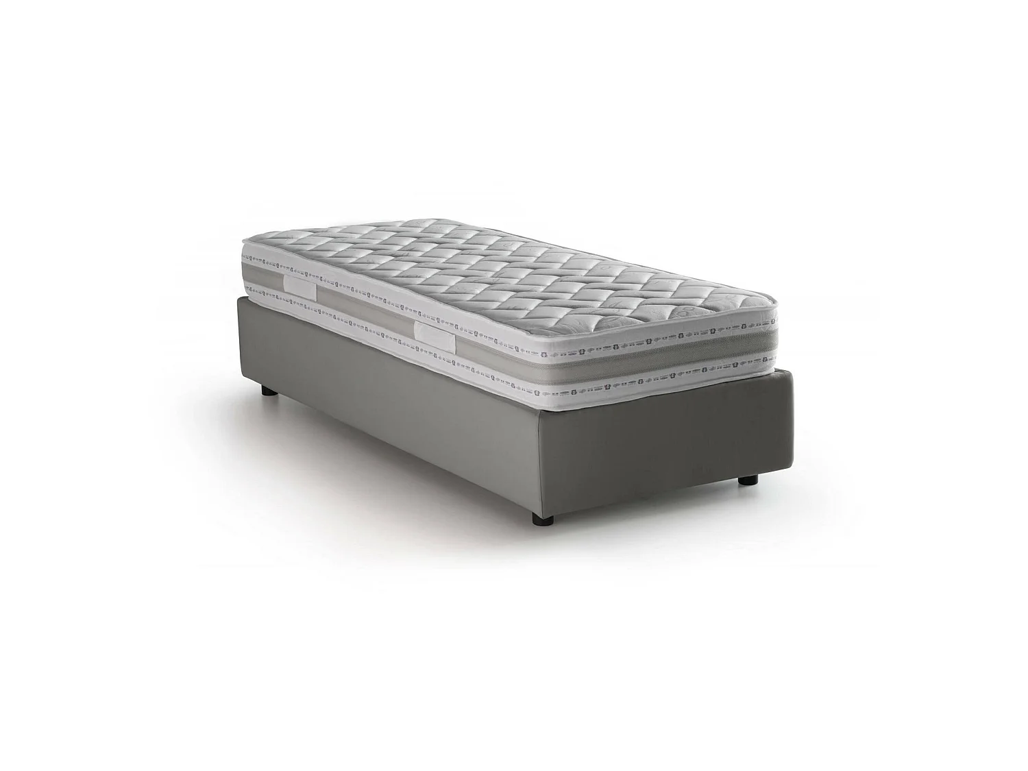 Lit simple Dmaiell, Lit coffre avec revêtement en tissu, 100% Made in Italy, Ouverture frontale, avec matelas 80x200 cm inclus, Gris