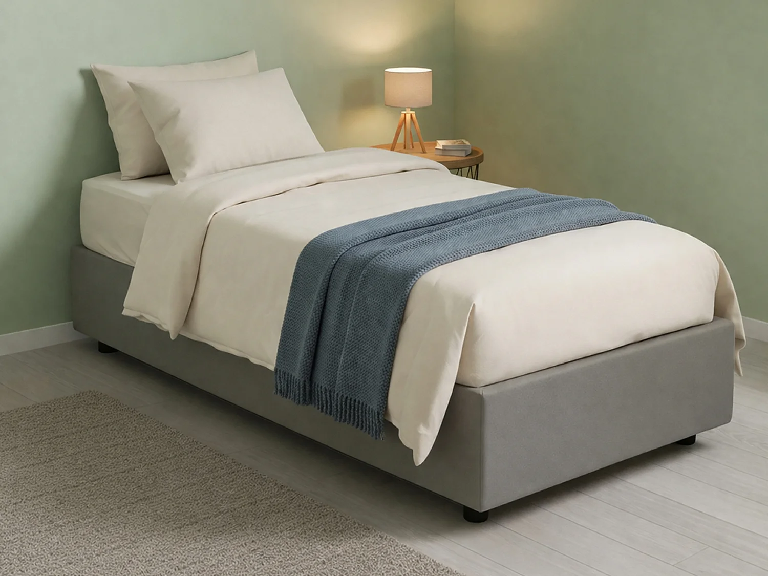 Lit simple Dmaiell, Lit coffre avec revêtement en tissu, 100% Made in Italy, Ouverture frontale, avec matelas 80x200 cm inclus, Gris