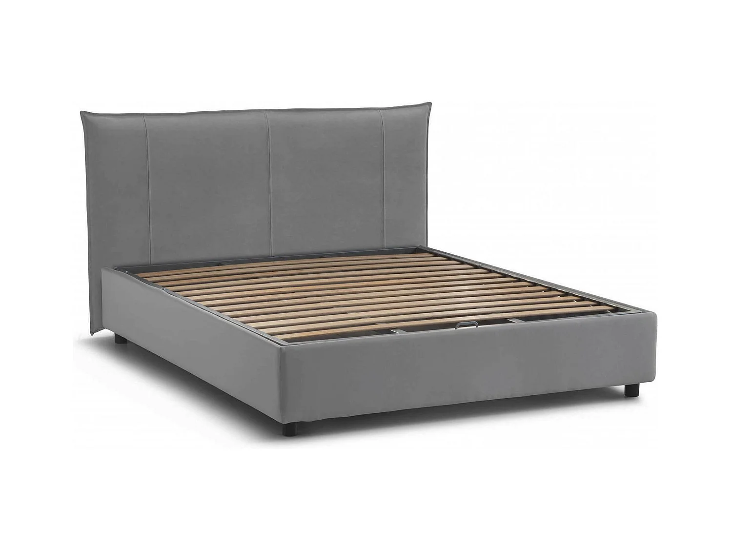Lit double Dbadel, Lit coffre avec revêtement en tissu, 100% Made in Italy, Ouverture frontale, adapté pour matelas 160x190 cm, Gris