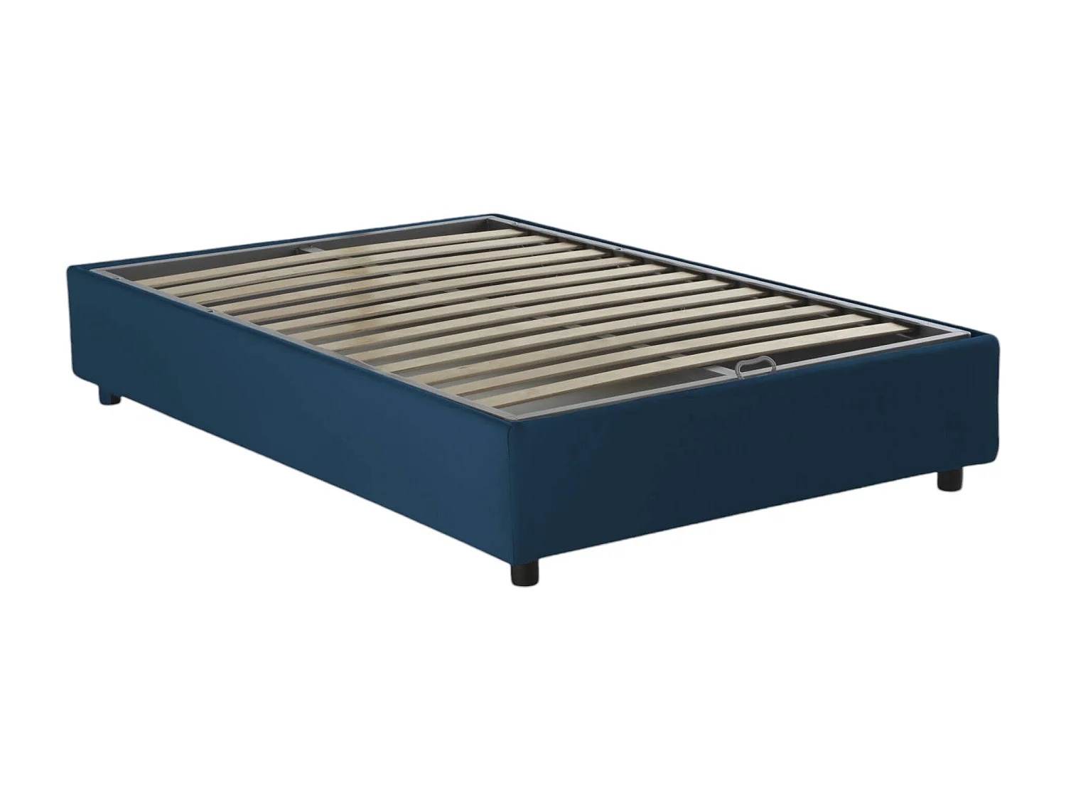 Quadratisches und halbes Bett Ddibar, Containerbett mit Stoffbespannung, 100% Made in Italy, Seitliche Öffnung, inklusive Matratze Cm 120x190, Blau