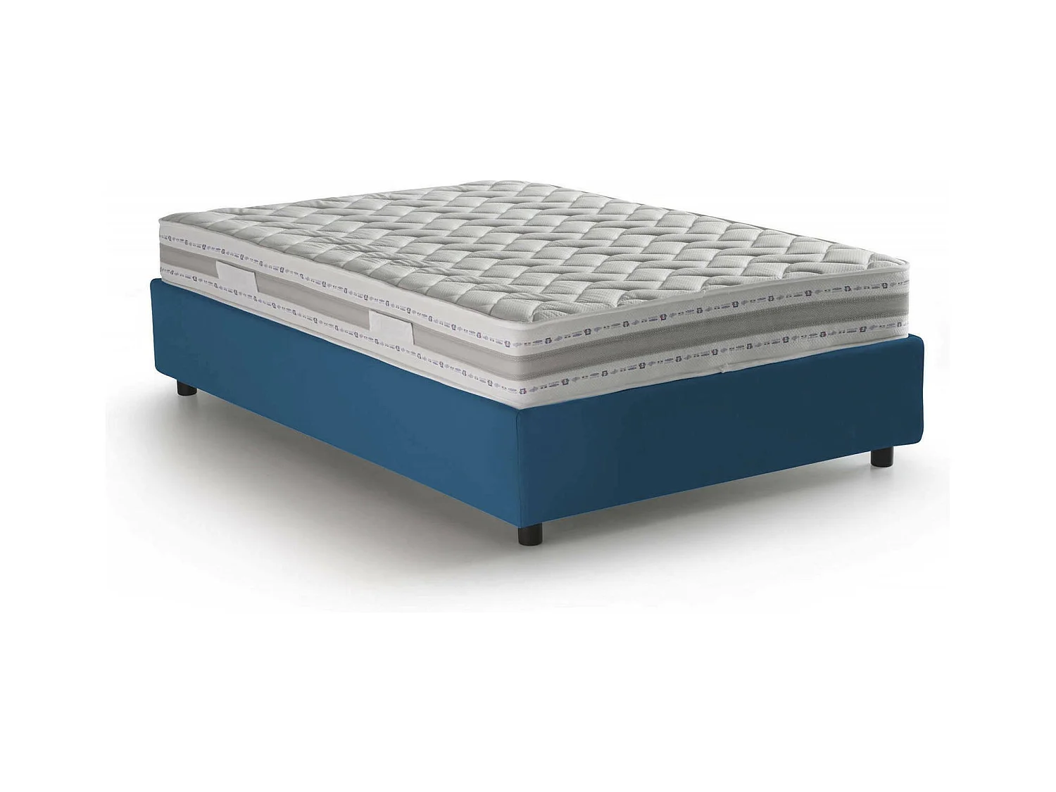Ddibar tweepersoonsbed, opbergbed met stoffen bekleding, 100% Made in Italy, zijopening, inclusief matras van 120x190 cm, Blauw