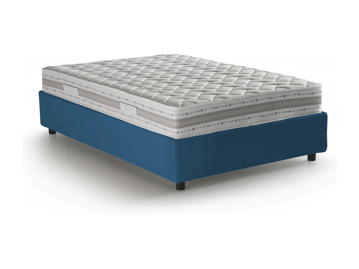 Cama de casal Ddibar, cama de arrumação com forro de tecido, 100% Made in Italy, abertura lateral, com colchão 120x190 cm incluído, Azul
