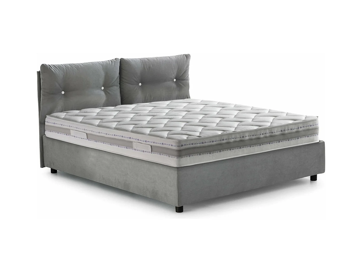 Dabbadi tweepersoonsbed, Opbergbed met stoffen bekleding, 100% Made in Italy, Opening aan de voorzijde, inclusief matras 120x190 cm, Grijs