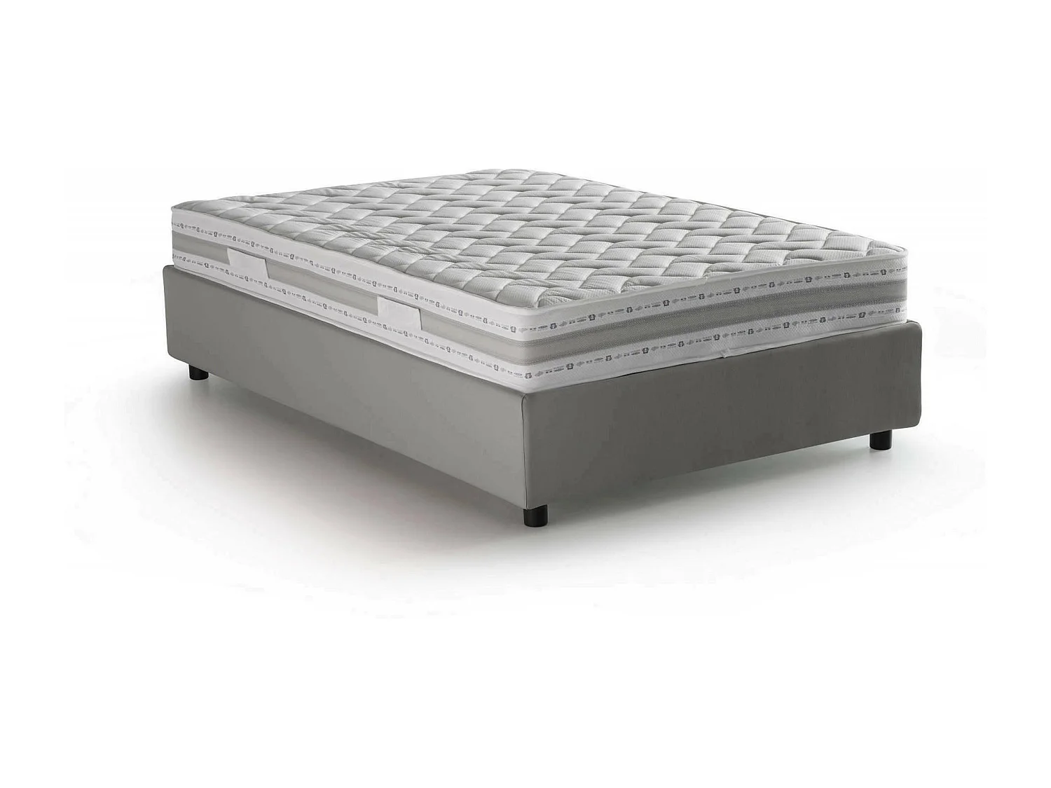 Lit double Ddibar, Lit coffre avec revêtement en tissu, 100% Made in Italy, Ouverture latérale, avec matelas 120x190 cm inclus, Gris