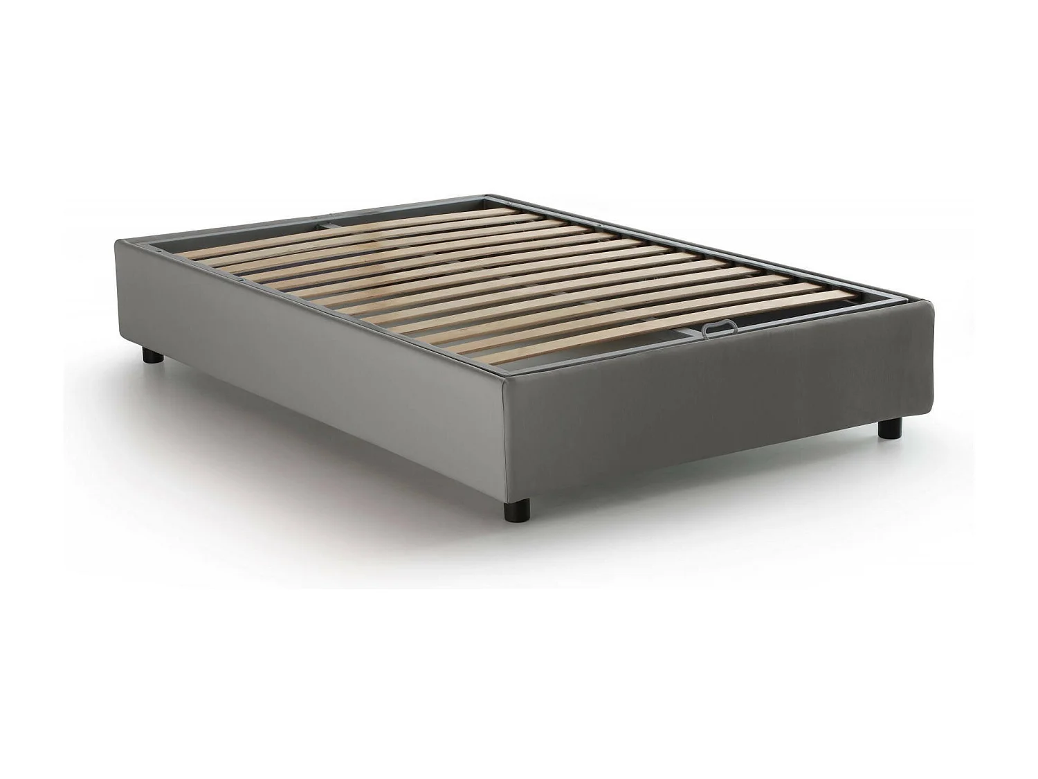 Lit double Ddibar, Lit coffre avec revêtement en tissu, 100% Made in Italy, Ouverture latérale, avec matelas 120x190 cm inclus, Gris