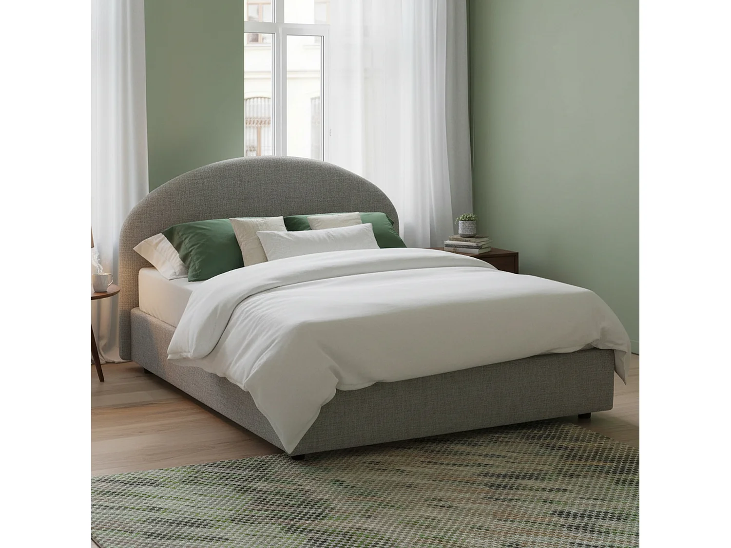 Letto Matrimoniale Fiorella, Sfoderabile Made in Italy, 175x215 cm Grigio