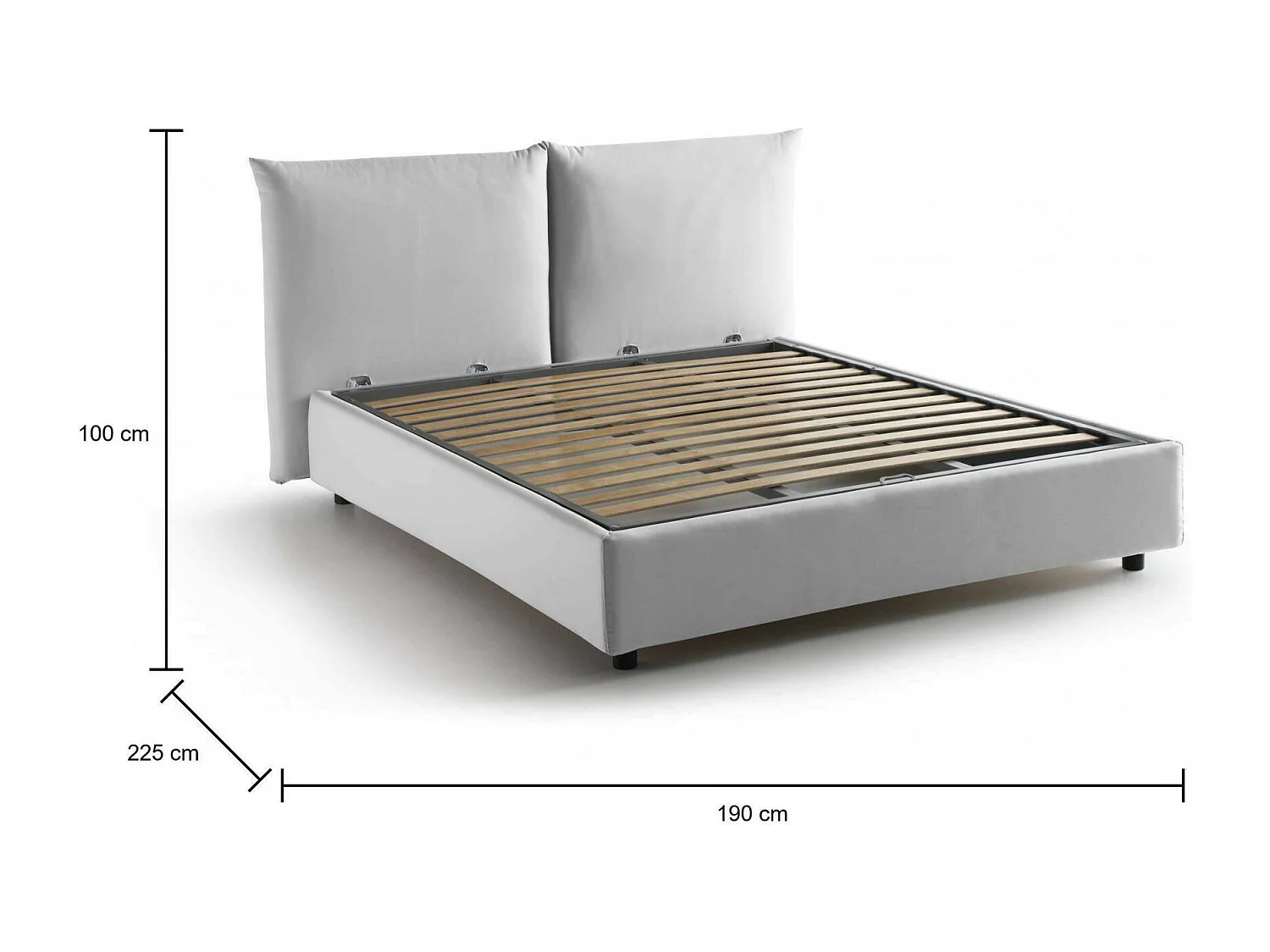 Doppelbett Ddestr, Containerbett mit Stoffbespannung, 100% Made in Italy, Frontöffnung, passend für Matratze Cm 160x200, WeiÃŸ
