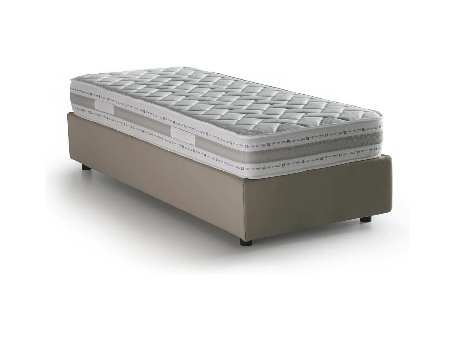 Lit simple Dmaiell, Lit coffre avec revêtement en tissu, 100% Made in Italy, Ouverture frontale, avec matelas 80x200 cm inclus, Taupe