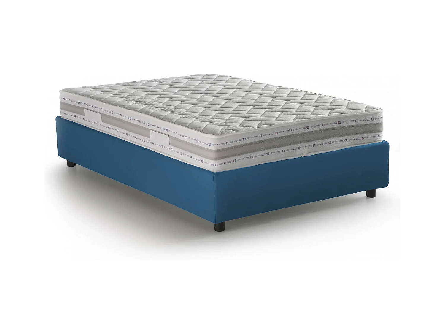Daajj tweepersoonsbed, Opbergbed met stoffen bekleding, 100% Made in Italy, Opening aan de voorkant, inclusief matras 140x190 cm, Blauw