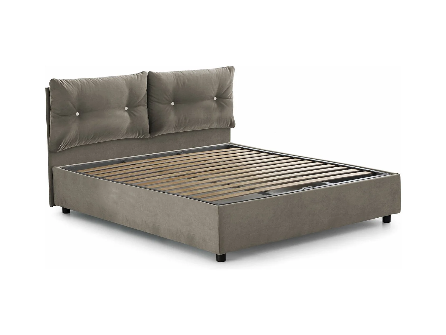 Lit double Djankt, lit coffre avec revêtement en tissu, 100% Made in Italy, ouverture frontale, adapté pour matelas 120x190 cm, gris tourterelle