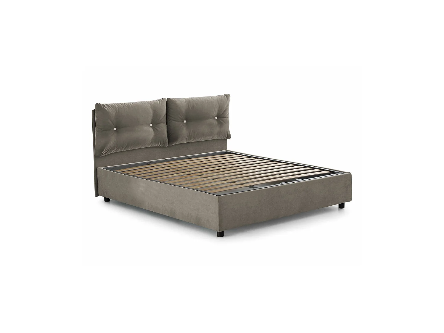 Lit double Djankt, lit coffre avec revêtement en tissu, 100% Made in Italy, ouverture frontale, adapté pour matelas 120x190 cm, gris tourterelle