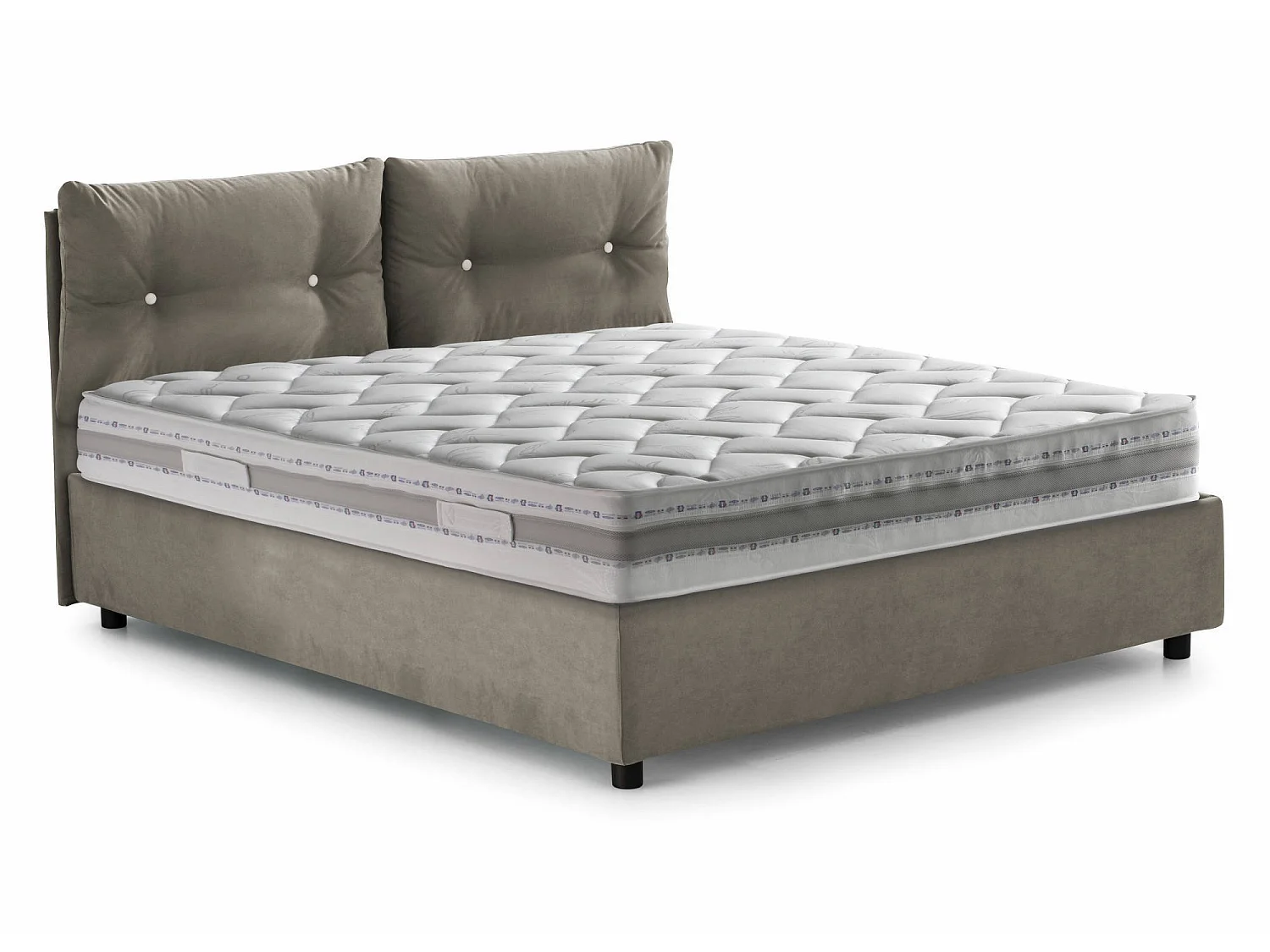 Lit double Djankt, lit coffre avec revêtement en tissu, 100% Made in Italy, ouverture frontale, adapté pour matelas 120x190 cm, gris tourterelle