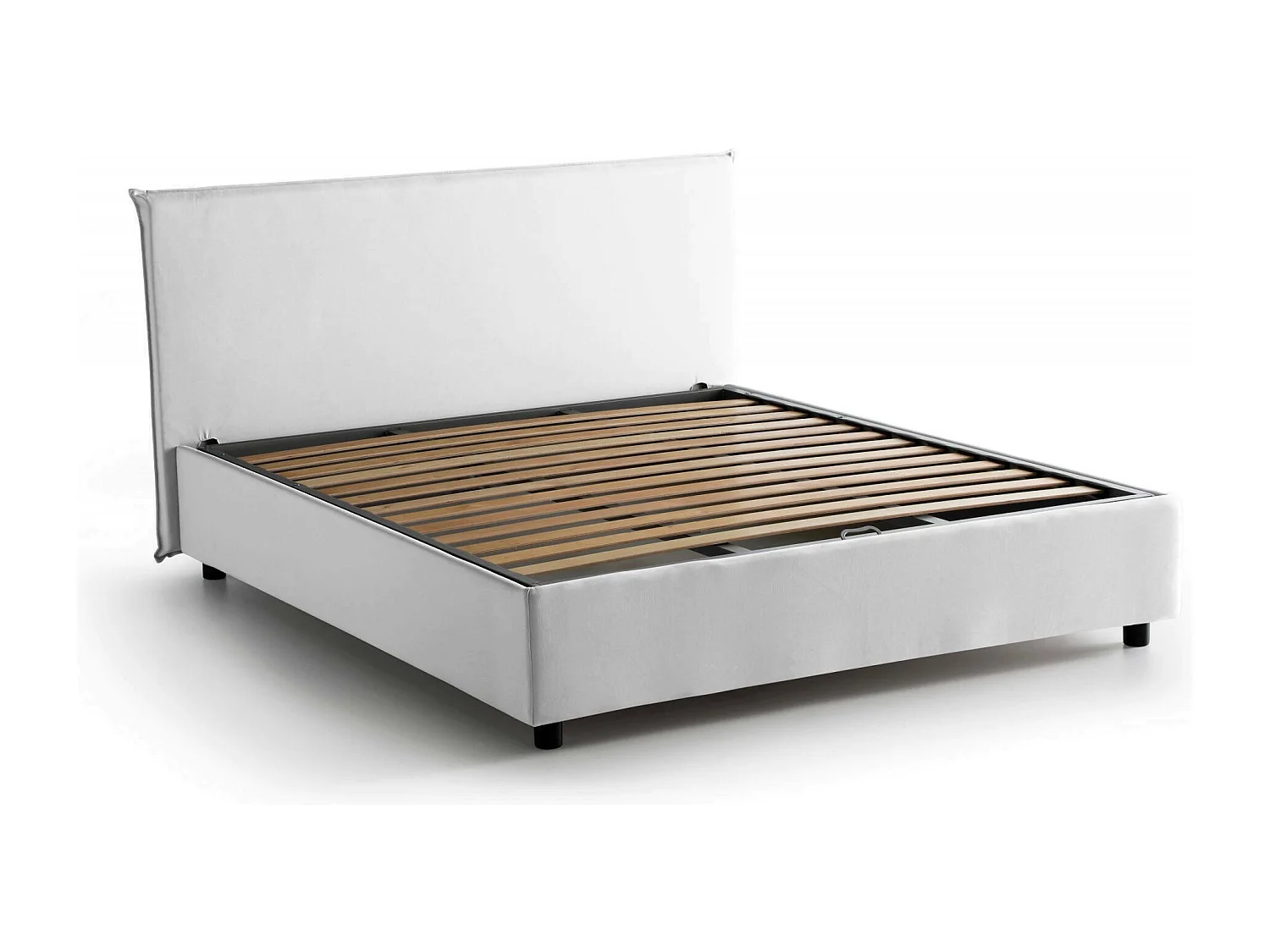 Lit double Dansald, Lit coffre avec revêtement en tissu, 100% Made in Italy, Ouverture frontale, avec matelas 160x200 cm inclus, Blanc