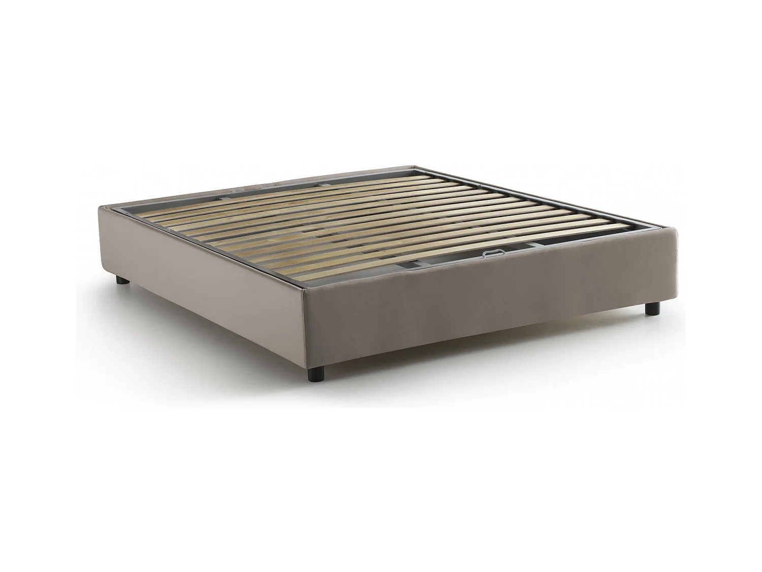 Lit double Dagazz, Lit coffre avec revêtement en tissu, 100% Made in Italy, Ouverture frontale, adapté pour matelas 140x190 cm, Taupe