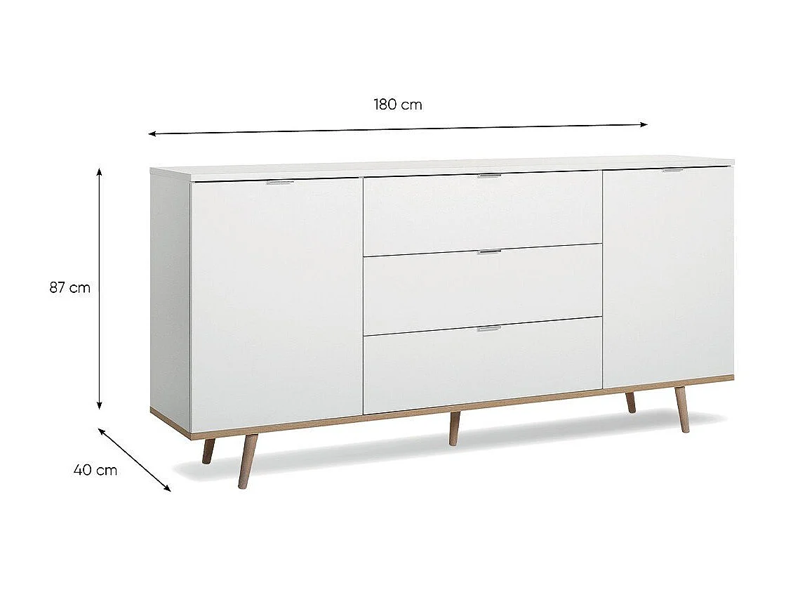 Dressoir 2 deuren 3 laden L180 cm - Copenhague