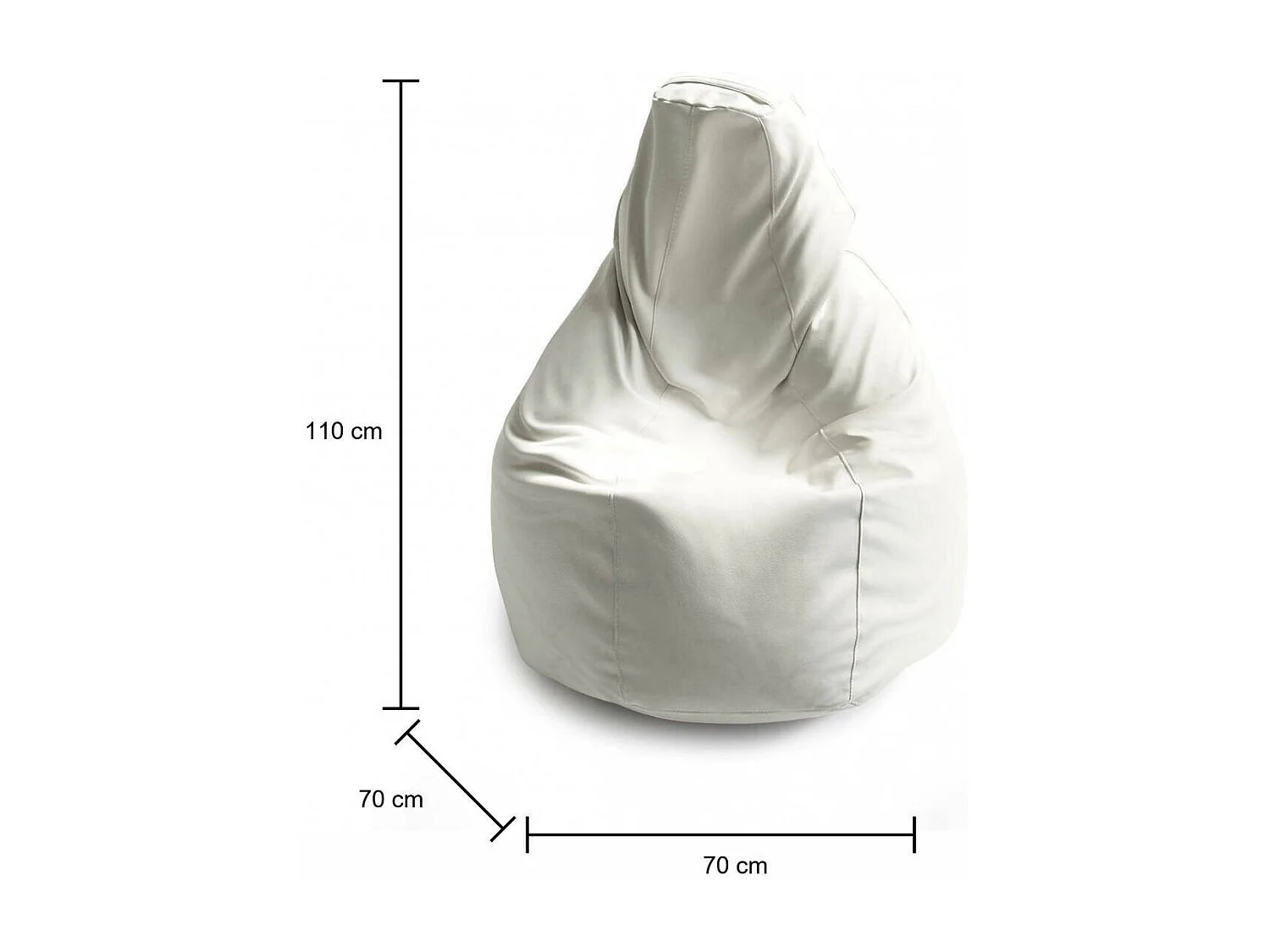 Pouf Dabbew, Pouf pouf, Pouf en cuir écologique, 100% Made in Italy, 70x70h110 cm, Blanc