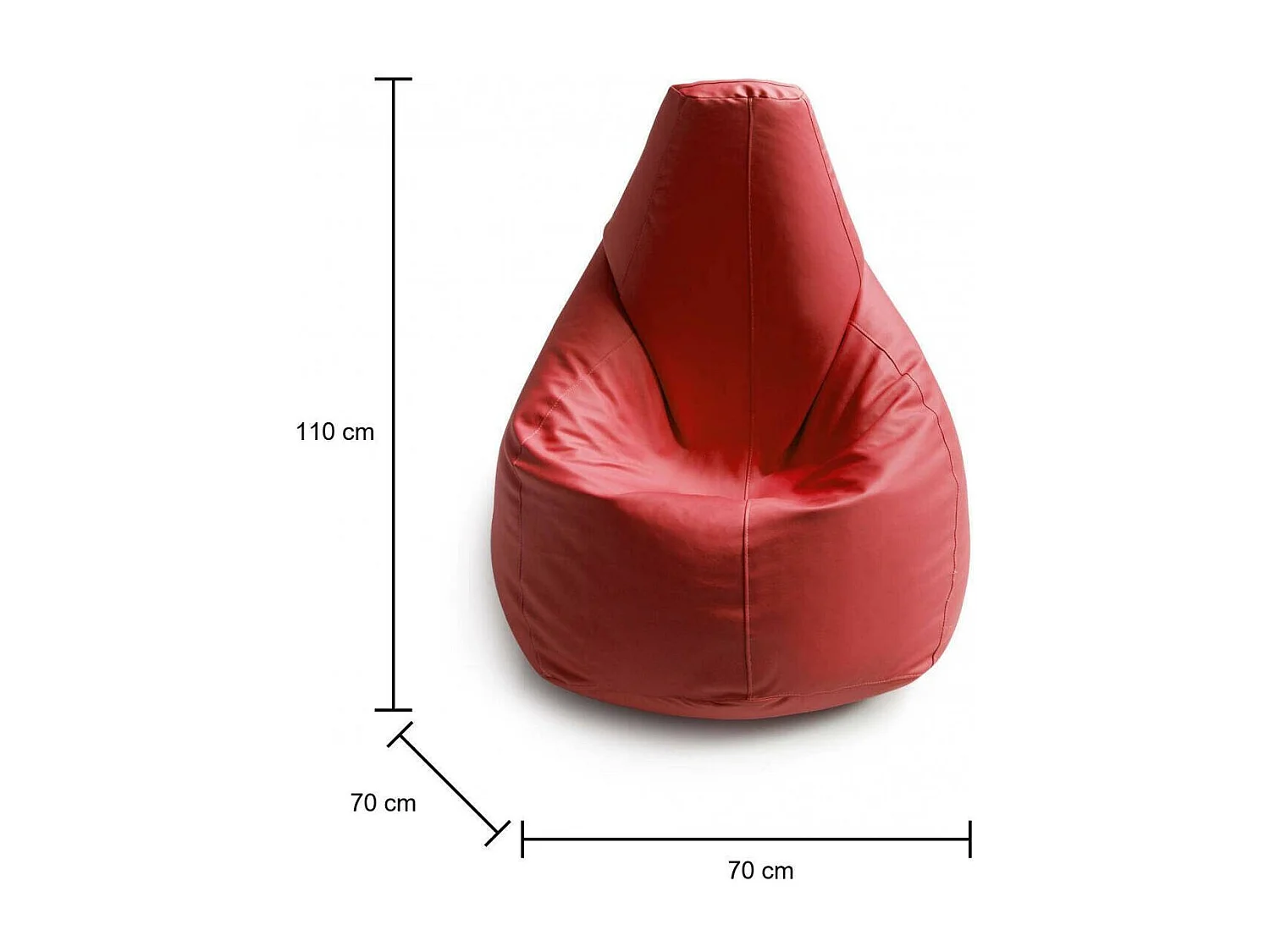 Pouf Dabbew, Pouf pouf, Pouf en simili cuir, 100% Made in Italy, 70x70h110 cm, Rouge