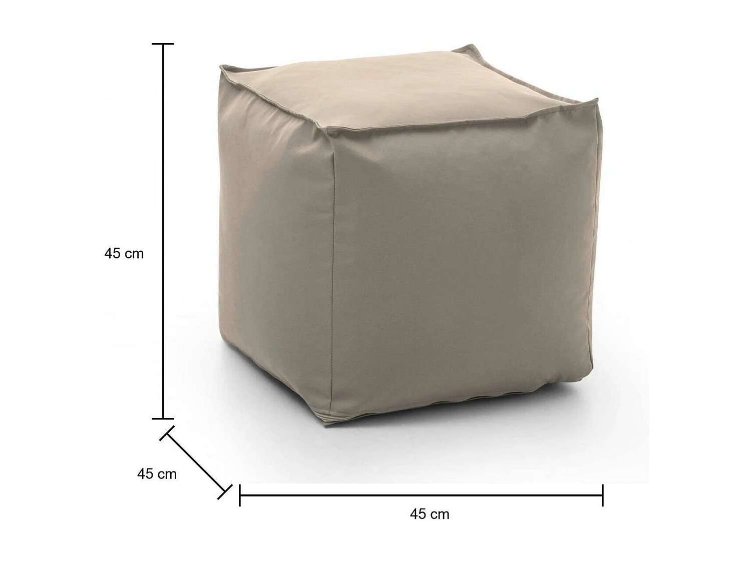 Dabbey poef, Multifunctionele poef, 100% Made in Italy, Relaxfauteuil in gewatteerde stof, 45x45h45 cm, Beige