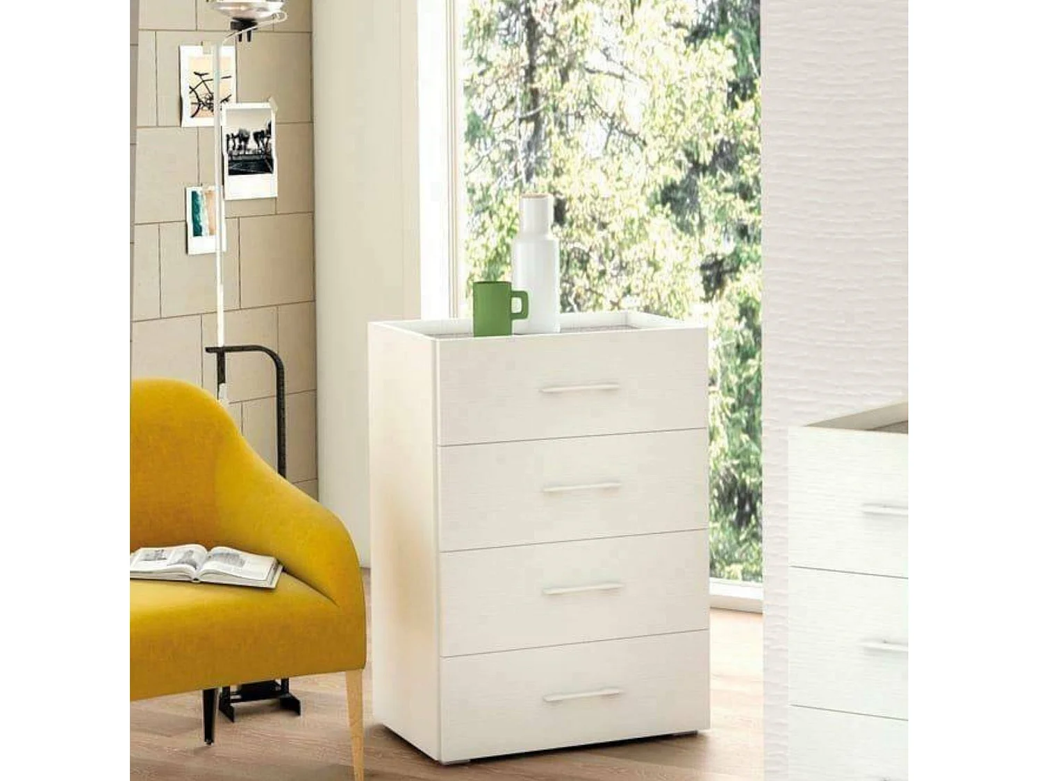 Cassettiera Solano, 4 Cassetti Made in Italy, 41x60x87h cm Bianco