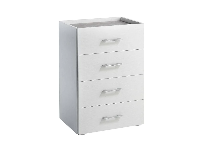 Commode Dmagli, commode à 4 tiroirs pour la chambre, bureau polyvalent ou meuble d'étude, 60x41h87 cm, blanc