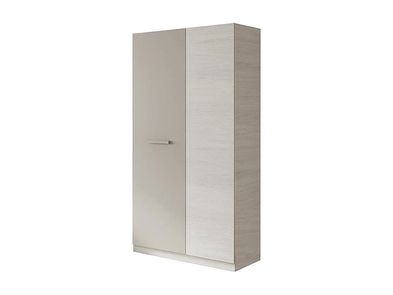 Armoire Daabec, armoire de chambre avec 2 portes battantes, armoire avec 3 étagères et tringle à vêtements, 90x52h200 cm, blanc et marron