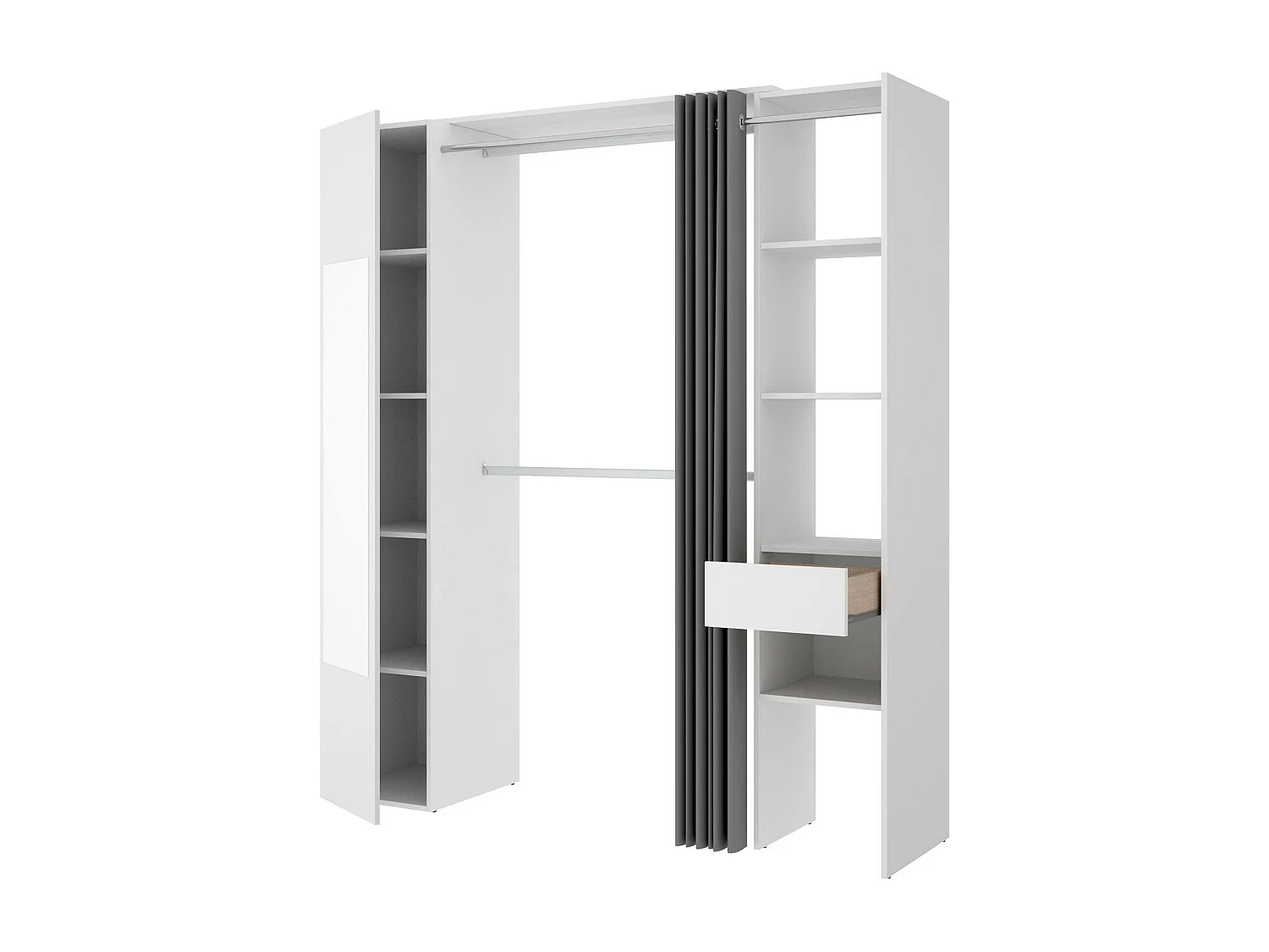 Armoire Dmancin, Structure pour dressing, Cintre ouvert, 177x52h205 cm, Blanc et Anthracite
