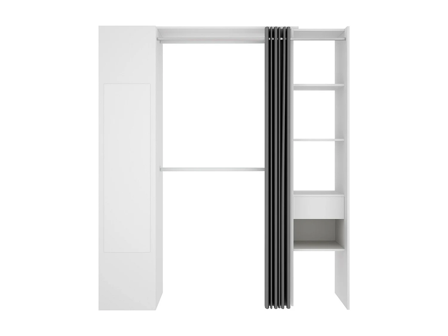 Armario Dmancin, Estructura para vestidor, Perchero abierto, 177x52h205 cm, Blanco y Antracita