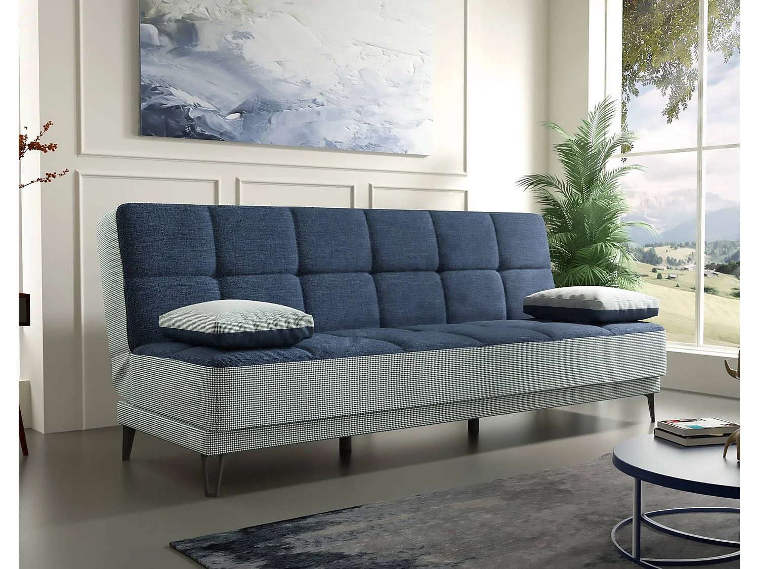 Divano Letto 3 Posti Aborigeni, di Apertura Click-clack, 87x190 cm Nero