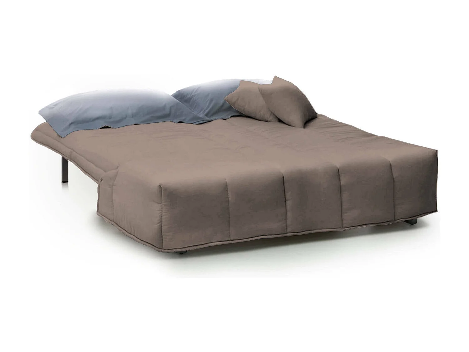 Dabald slaapbank, 2-zitsbank, 100% Made in Italy, woonkamerbank met trolley-opening, in gewatteerde stof, inclusief kussens, 125x90h85 cm, Taupe