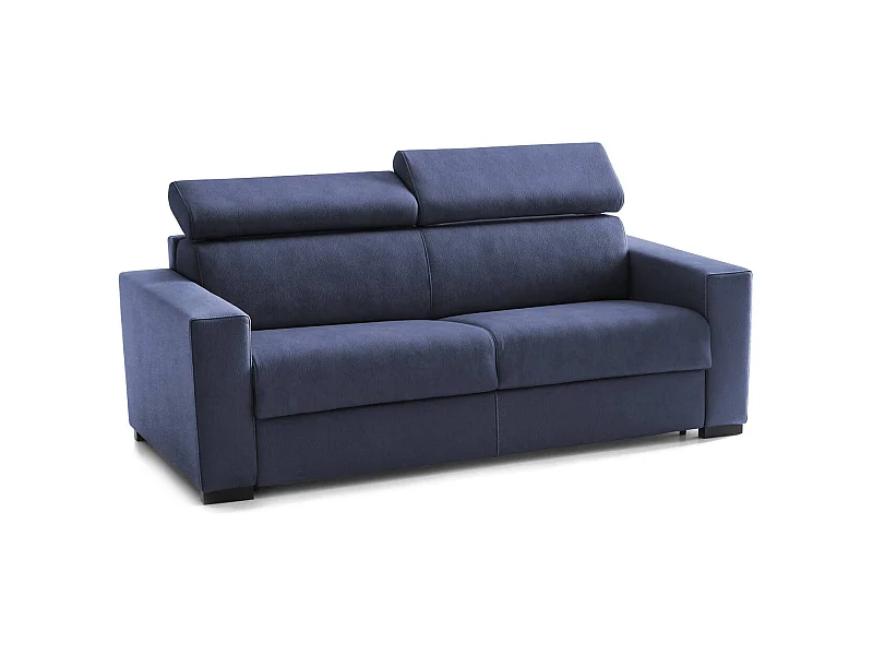 Canapé Daaneb, Grand Canapé 2 places, 100% Made in Italy, Canapé de salon à ouverture pivotante, avec appuis-tête réglables et accoudoirs fins, Cm 180x95h85, Bleu